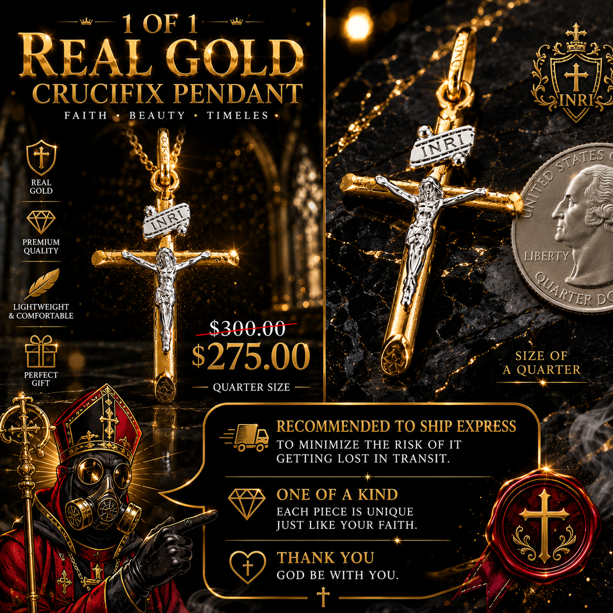 REAL GOLD CRUCIFIX PENDANT