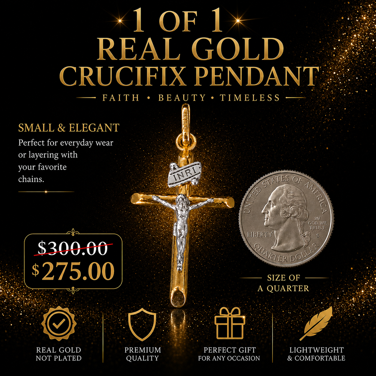 REAL GOLD CRUCIFIX PENDANT